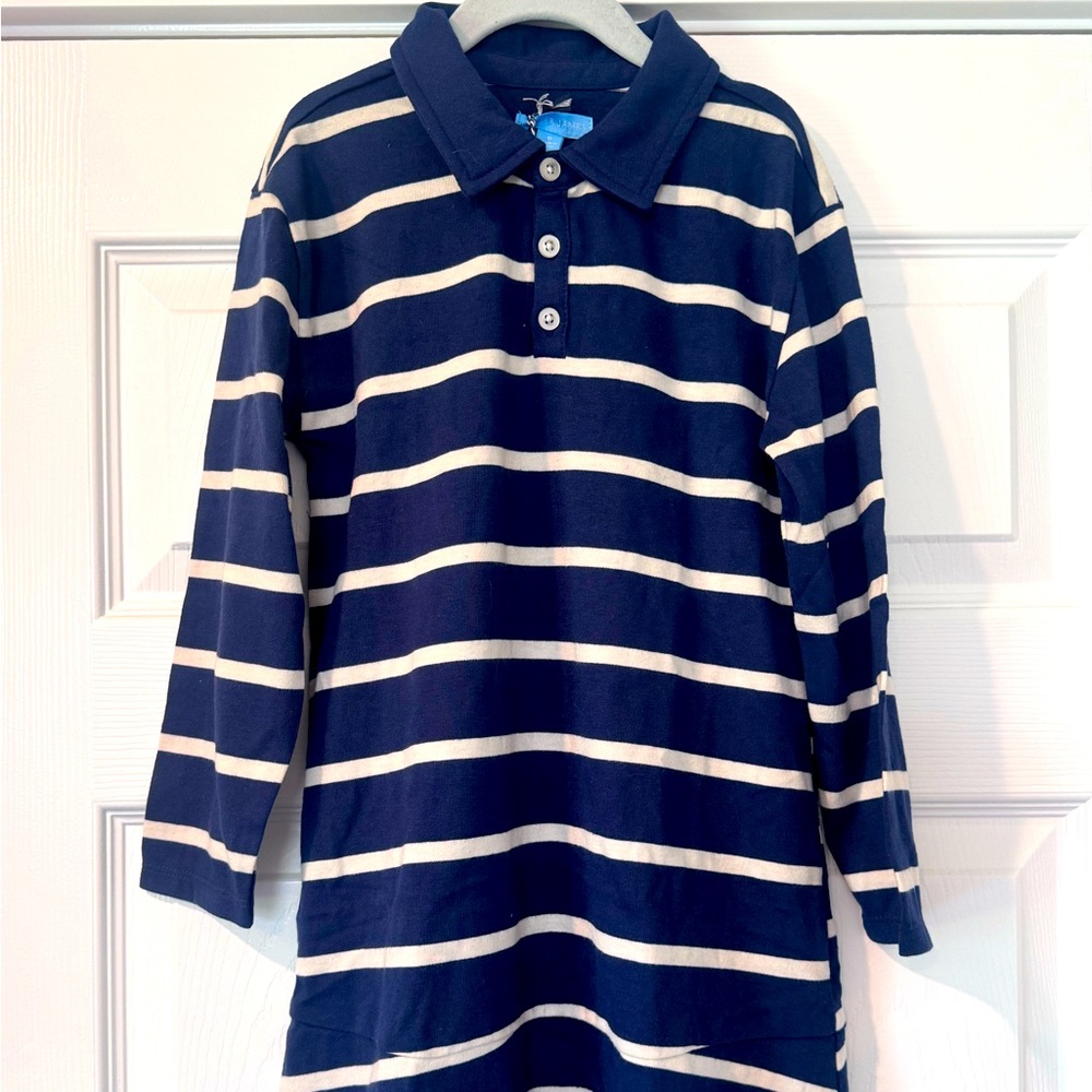 Draper James Girls NWT Navy & White Striped Polo Dress Size 6